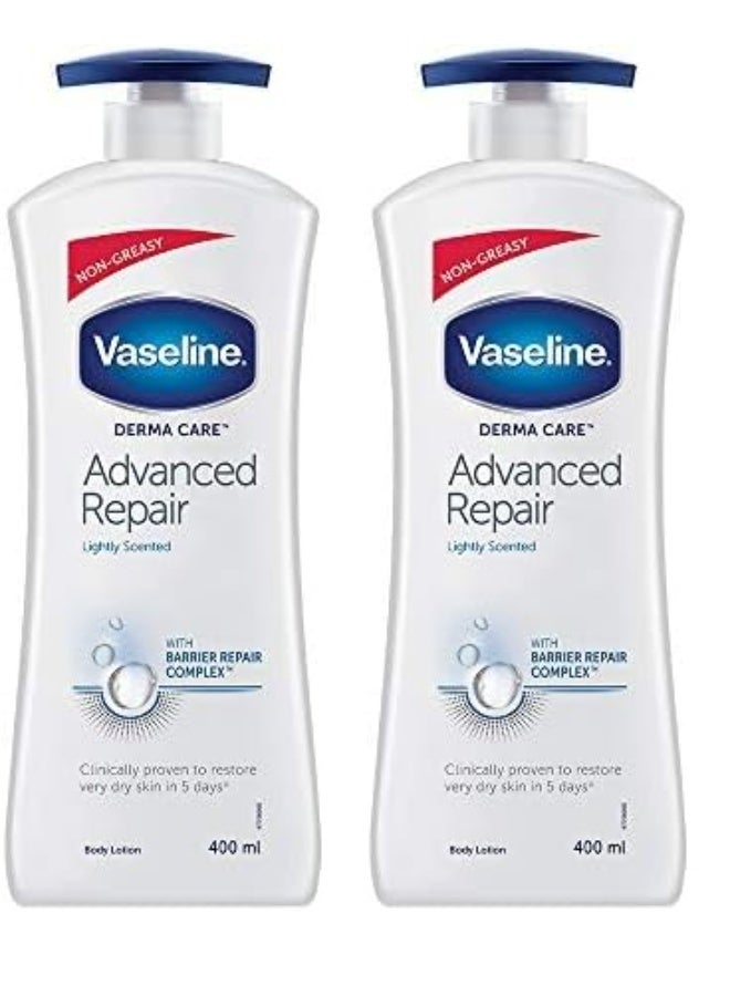Vaseline Derma Care Advanced Repair Body Lotion|For Sensitive Dry Skin| Non Greasy|Long Lasting Moisturisation|400 ml (Pack of 2) - Image 1